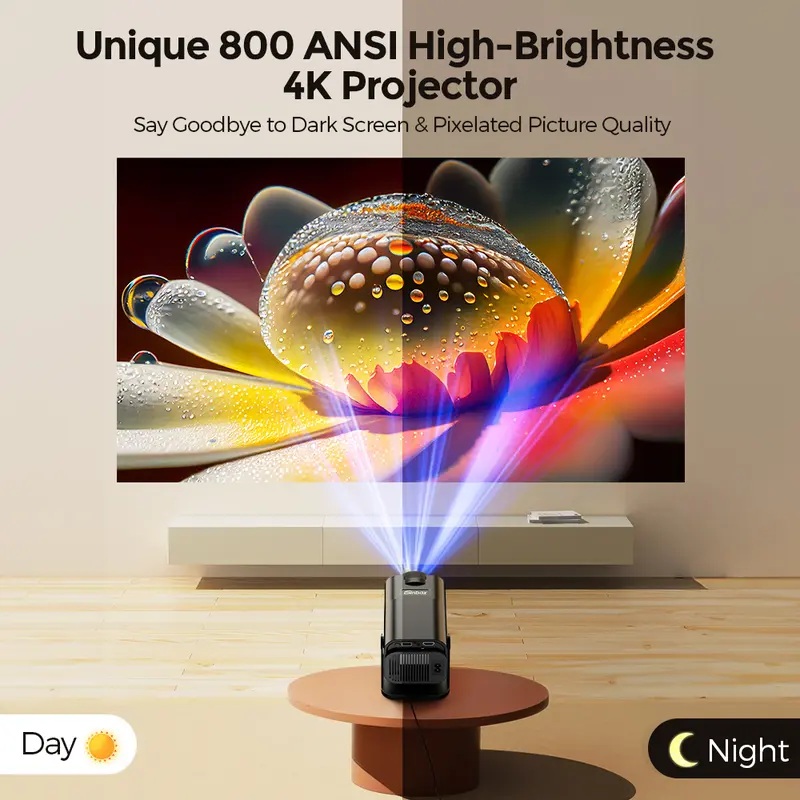 ISINBOX 4K 1080P Smart Proyektor - 500 ANSI Youtube Netflix Official Licensed  Projector - Whaleos Android 13 2.4+5GWifi6 HDMI AUX HD BT5.3 Portable Proyektor - 24000 Lumens 1080P Miracast Projector for HDMI/USB/iOS/Android/Laptop 4