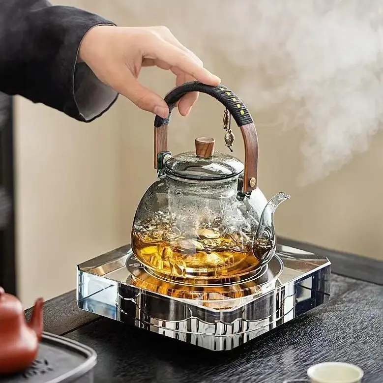 Ấm đun nước bếp trà bằng Điện pha trà, pha lê và cao cấp, được làm bằng đá và thủy tinh chịu nhiệt, thích hợp cho bếp điện, ấm trà và trà