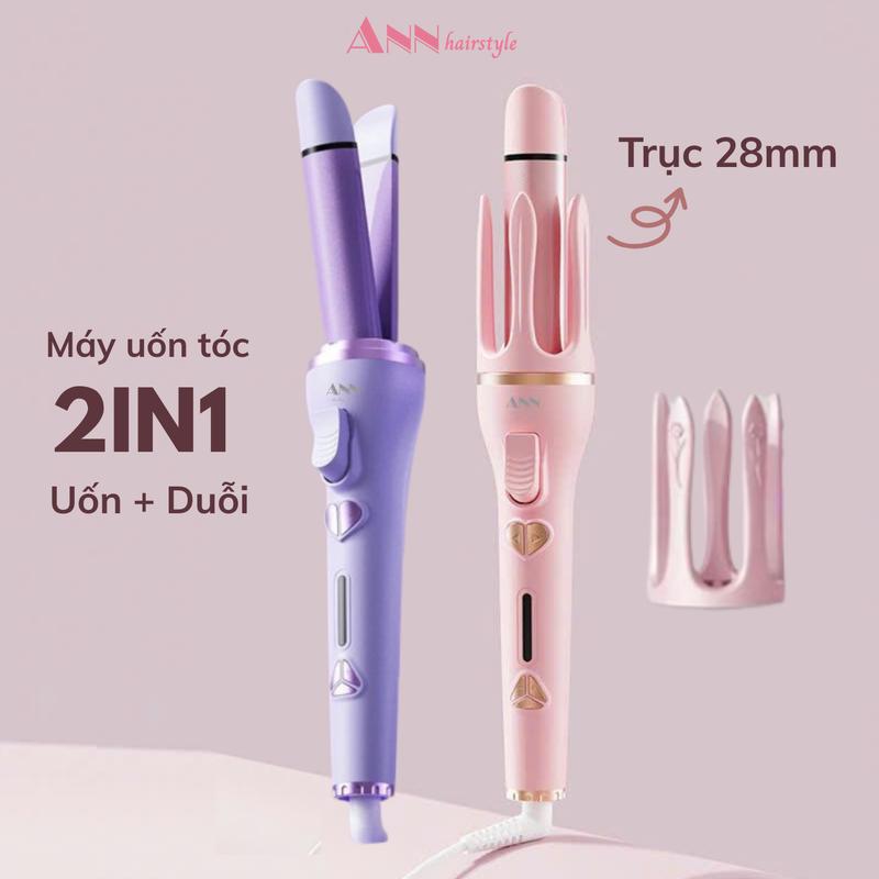   TRỤC 28mm  Máy uốn duỗi tóc 2IN1 tự động chống bỏng mẫu mới Ann Hair Style - Công dụng uốn xoăn và duỗi thẳng tóc cao cấp Nữ Women 