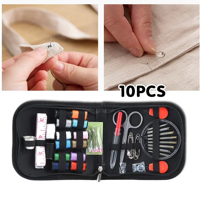 10pcs/Set Sewing Kit Box Portabel / Jahit Kit / Box Alat Jahit Set Lengkap Rumah 12x12,5x3cm