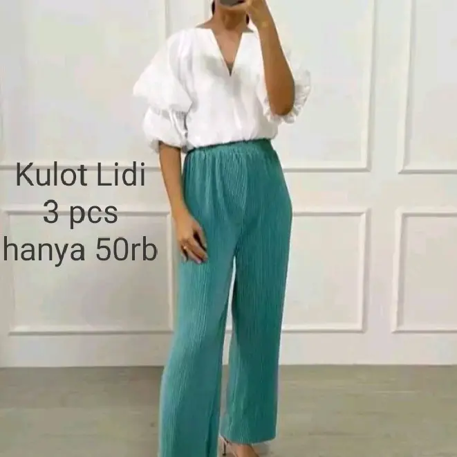 Paket Hemat Celana panjang wanita Kulot Lidi terbaru 50rb dapat 3 pcs ,pakaian wanita nyaman dipakai