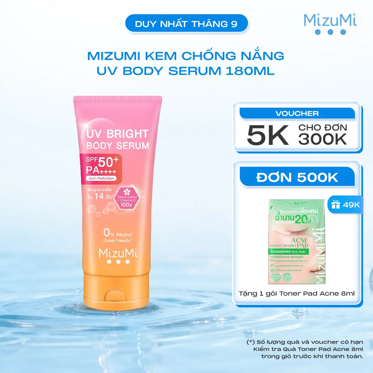 MizuMi Kem chống nắng dưỡng thể kháng bụi hương hoa MizuMi UV Body Serum 180 ml