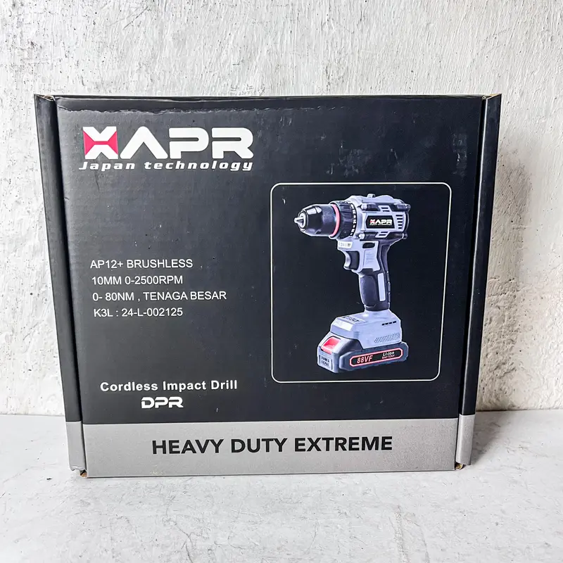 APR RAJA BOR CORDLESS BRUSHLESS TYPE AP12+ 10MM KEYLESS AUTO LOCK MESIN BOR BESI KAYU DRIVER SEKRUP DRILL 7