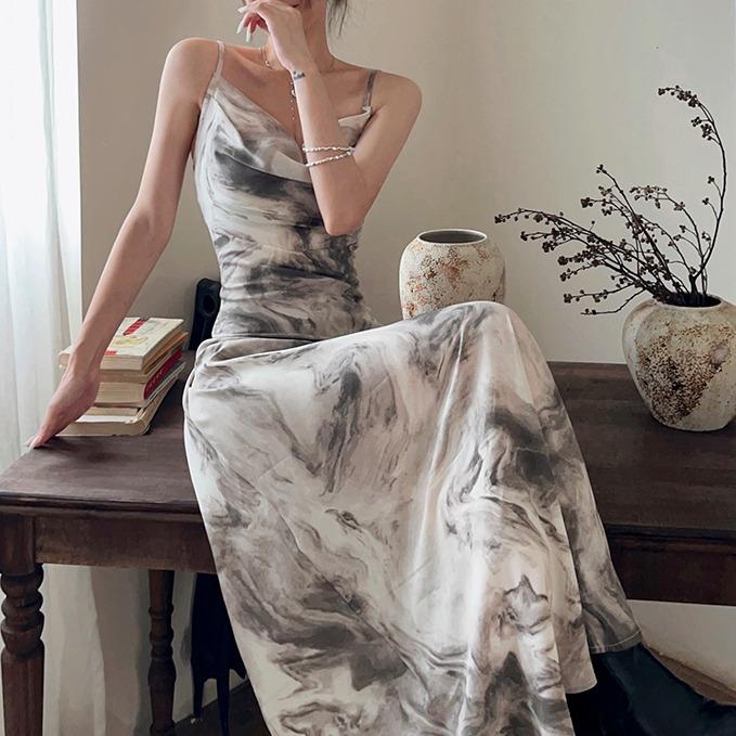  7846 đầm vàng nhạt  đi biển dây dáng dài nàng thơ ulzzang retro váy thiết  hot trend  kế đi tiệc vai sinh nhật cưới sang trọng hở lưng 