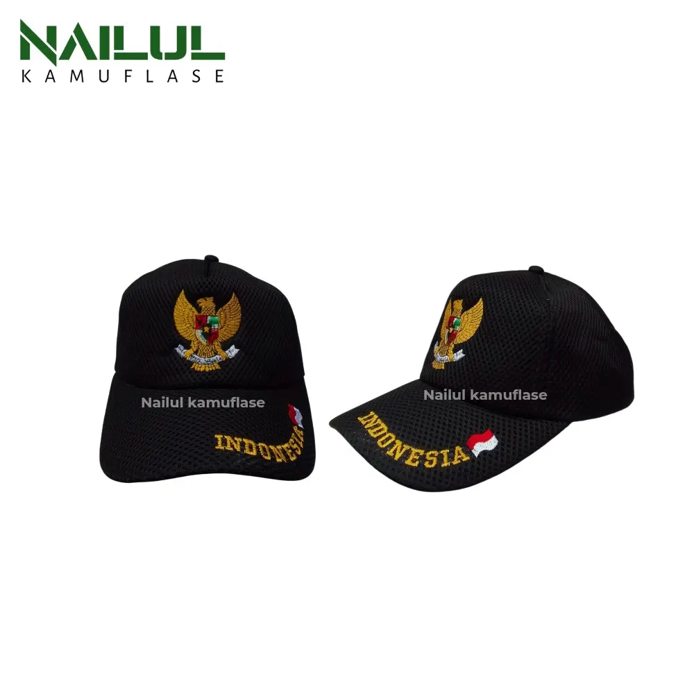 Topi Jaring Mesh Bordir Logo Garuda Trucker Dewasa - Model Double Mesh Berpori