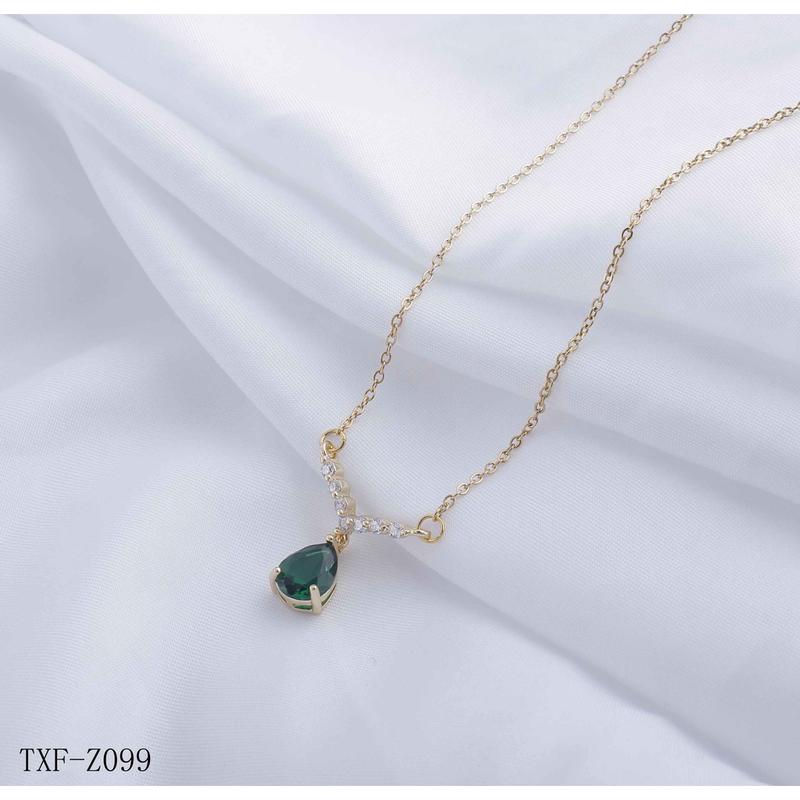 Kalung Titanium Permata Hijau Perhiasan Wanita Jewellery 101/099 7