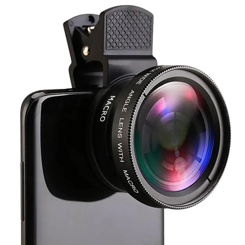 điện thoại mắt cá 2in1 thấu kính 0,45x zoom góc rộng macro mắt cá bộ máy ảnh ống kính với ống kính clip trên các điện thoại cho điện thoại thông minh