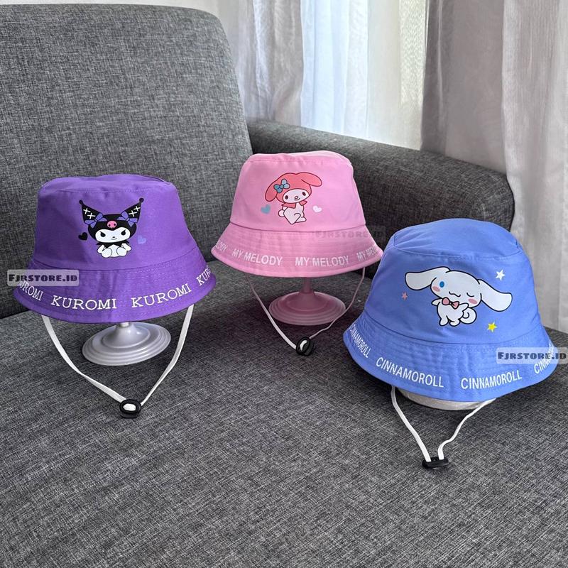 Topi Bucket Anak Perempuan Laki-laki Kuromi, Melody, dan Cinnamoroll 2
