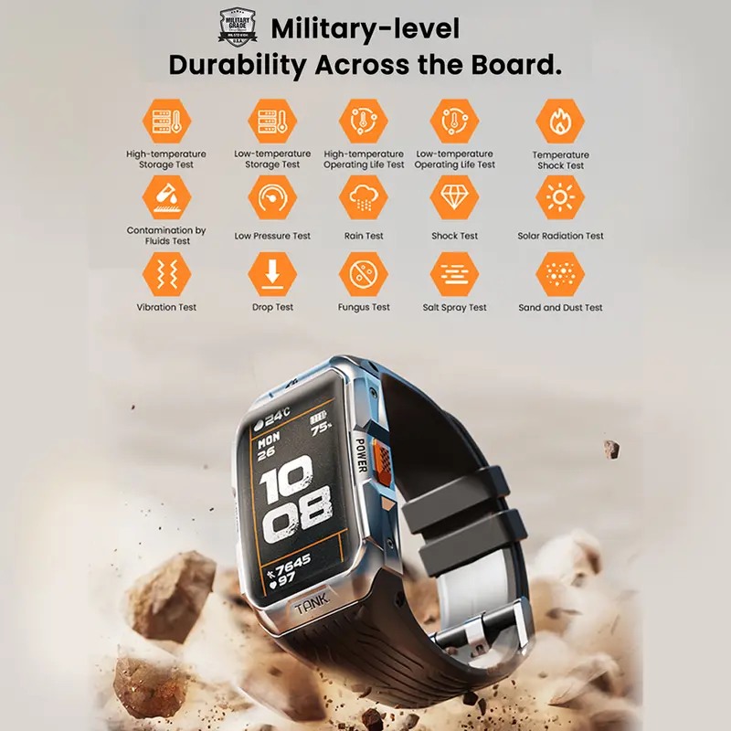 Kospet Tank X2 Ultra Bluetooth Calling Rugged Sport Smartwatch Smartband GPS 1.64" Amoled Fitness Tracker 5ATM 6