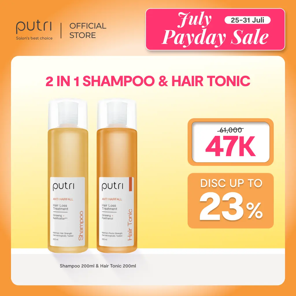 [2IN1 DAILY SET] Putri Shampoo & Hair Tonic 200ml | Hair Tonic Wangi Tahan Lama | Tonic Rambut Badai | Hair Tonic Lokal Murah BPOM | Dengan Ekstrak Ginseng | Atasi Rambut Rontok & Rusak | Anti Rontok Anti Rusak Berkilau Anti Ketombe | Perawatan Harian