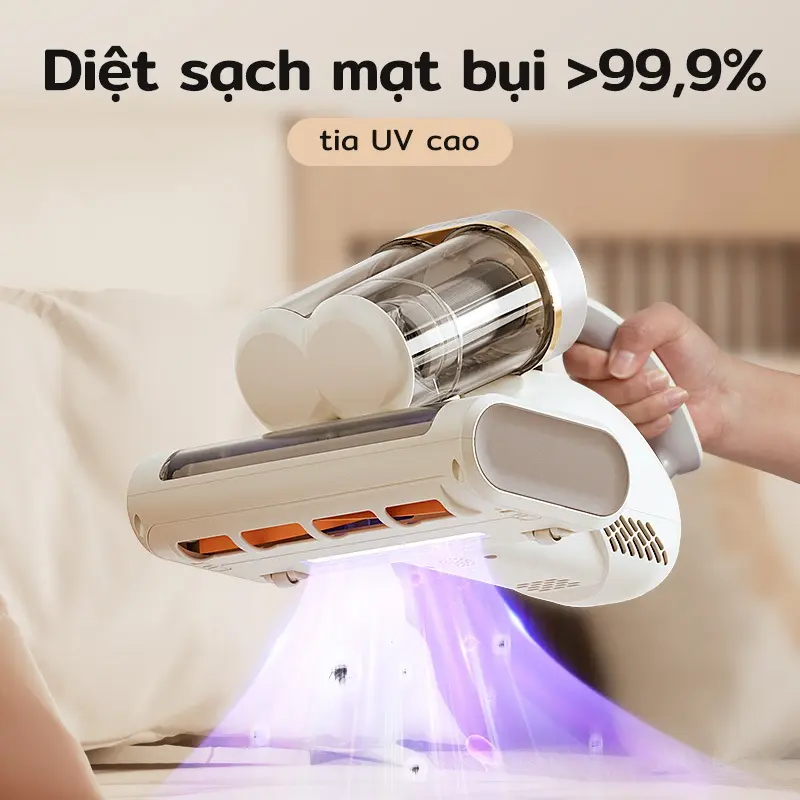Máy hút bụi cầm tay TJean cho giường nệm – Lực hút 18Kpa, UV diệt khuẩn, hộp bụi kép 7