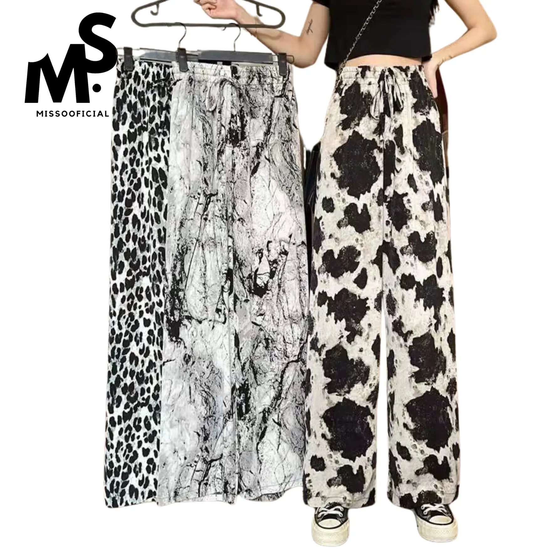 Misso Kode CPG1547 Celana Panjang Wanita Kulot Motif  Lukisan Modis Longgar Bahan Halus Adem Super Jumbo Fit Santai Variasi Casual Garis Karet Melar