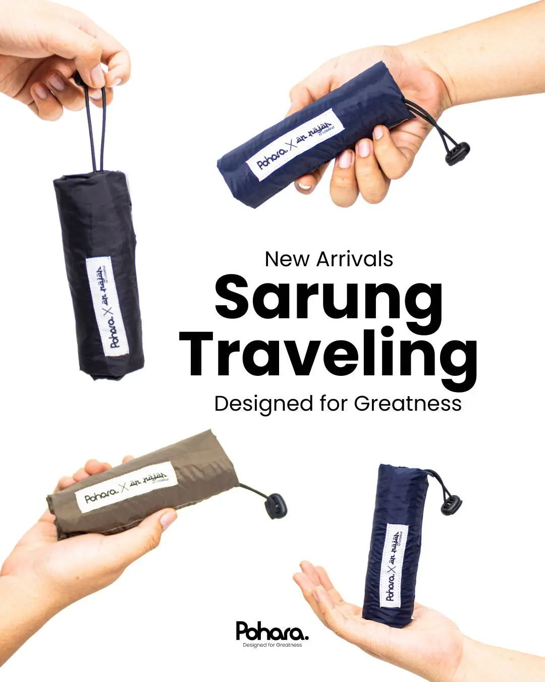 Pohara x An-Najah Sarung Travel Pria Simple Bahan Parasut Premium Korea Exclusive All Variasi