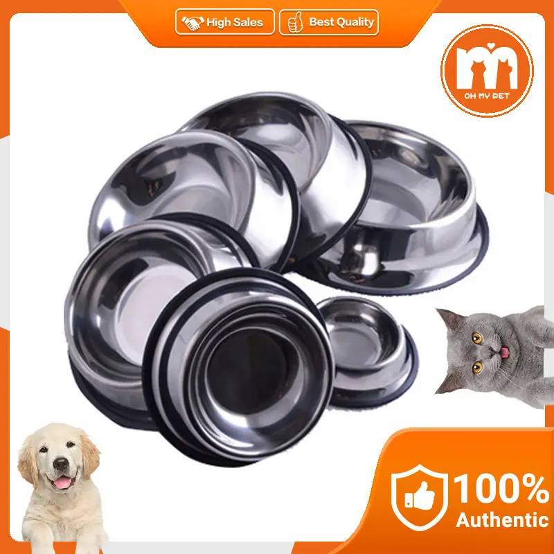 Tempat Makan Hewan Peliharaan Mangkuk Besi Tahan Karat Mankuk Stainles Steel Anjing Kucing Anti Selip