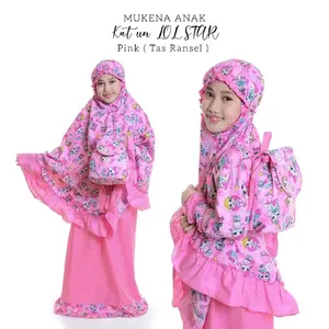 Mukena Anak Size 1-5 Tahun  Motif Karakter Kartun Poly Micro - Pakaian Muslim Anak - Atasan, Panjang Tanggung