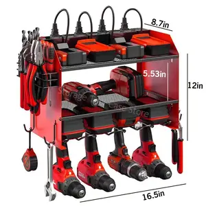 Tool Chest 3 Layers Floating Tool Shelf Hand Power Tool Organizer Rack Electric Drill Holder Wall Mount Workshop Garage Cabinet