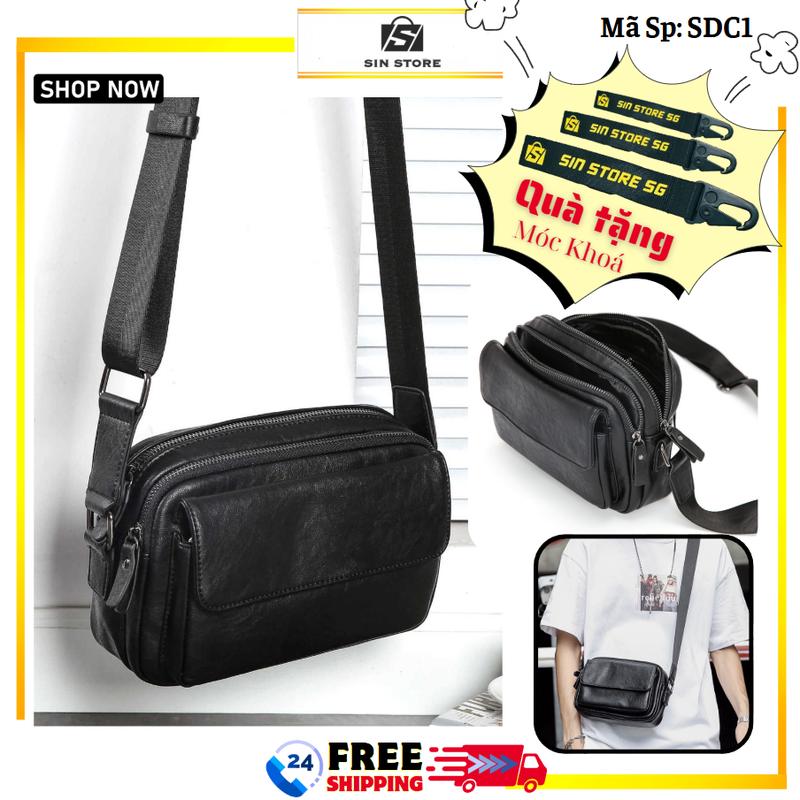 Túi Messenger Nam Da PU Cao Cấp Mềm Mịn SIN STORE Khoá Kéo Nhiều Ngăn Kháng Nước SDC1 Đeo Vai Bag Nam Đeo Chéo Nhung   tuideo cheo Đồng