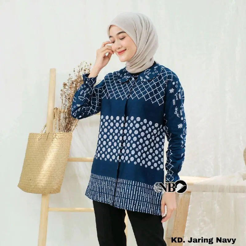 Baju Batik Couple Pasangan Kekinian  Atasan Motif Jaring Matt Katun Premium 2