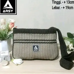 Tas Rajut Selempang Wanita Tutup Resleting Model Terbaru Muat 3 hp tersedia 3 warna pilihan By Arsy