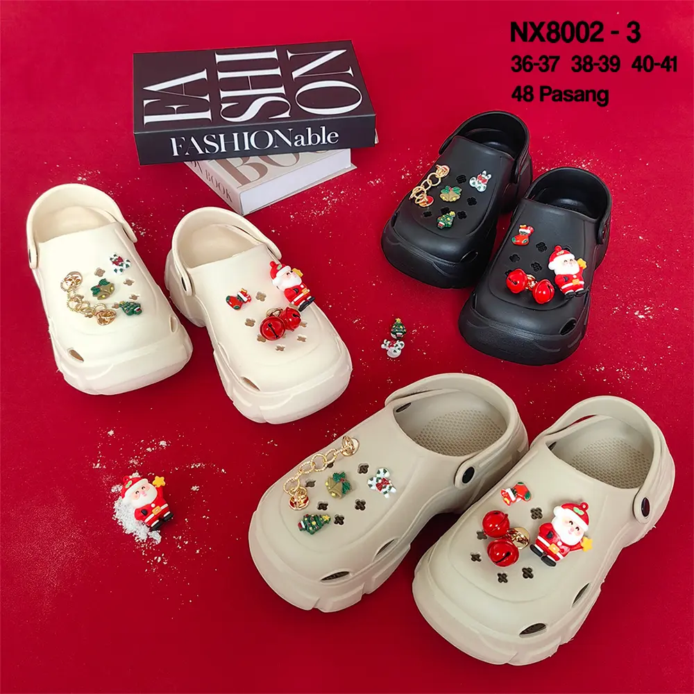 COD[Natal] Lucu Sandal Baim Sepatu 5cm EVA Orang tua-anak Dewasa Anak-anak Untuk Wanita 2024 Pakaian Luar Anak Perempuan Gaya Baru Sandal Anti-Selip Fashion  Sandals & Flip Flops untuk Wanita - Model Terbaru - Sendal
