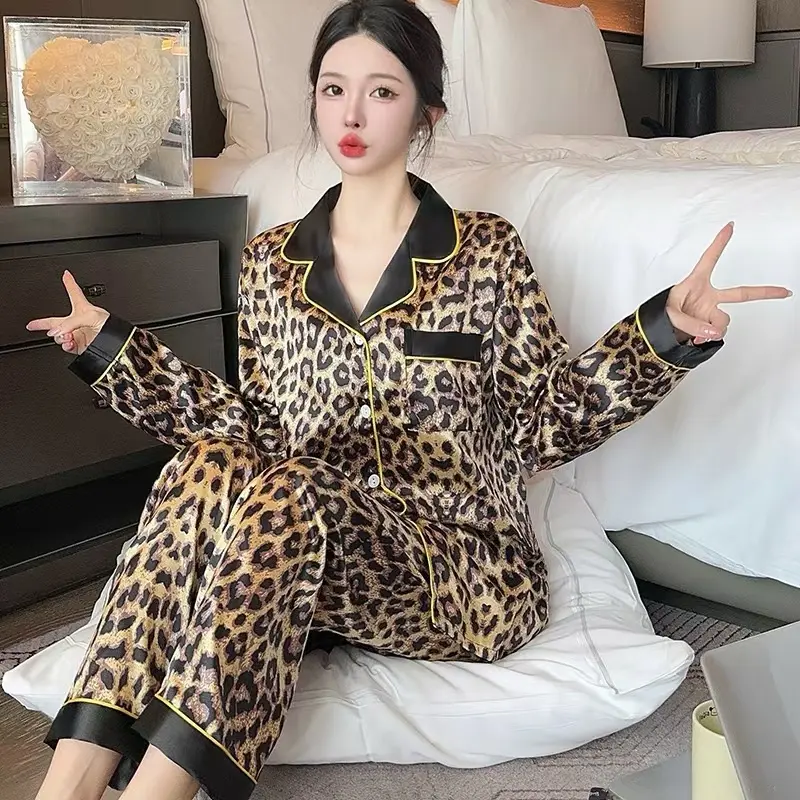 Bộ Đồ Ngủ Quần, Thời Trang Mới, Thiết Kế Nút, Bộ Đồ Ngủ, Đồ Ngủ Gia Đình Ấm Cúng, Dài Tay, Bộ Đồ Ngủ
