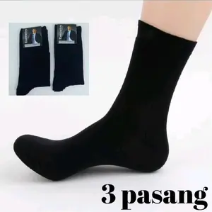 (3 Pasang) Kaos Kaki Kantor Panjang Polos Hitam Premium Pria Dewasa