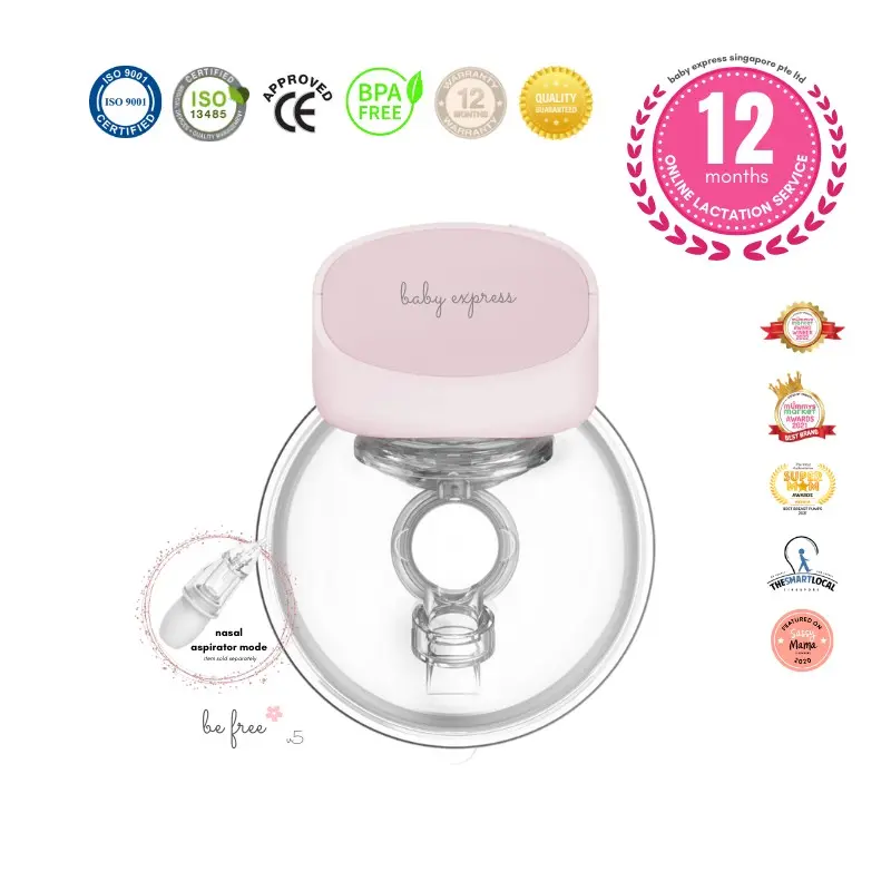 Baby Express BE Free Wearable Breast Pump V5 | Pump On The Go | Handsfree | Nasal Aspirator Mode