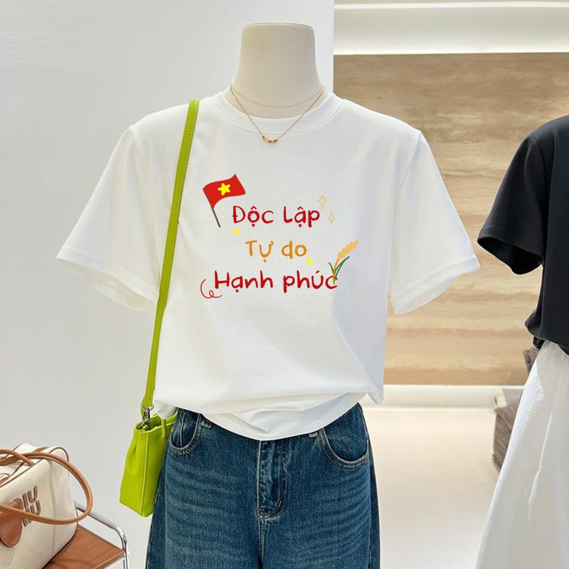  Áo Thun nữ in ĐỘC LẬP - VIỆT NAM cotton 2C dày dặn mềm mại NEONVN STUDIO - Áo thun nữ ngắn tay chất cotton in hình 