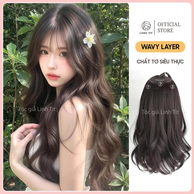  Wavy Layer - 3 phím kẹp chất liệu mới sợi tơ siêu thực   Tóc Giả LInh Tít   