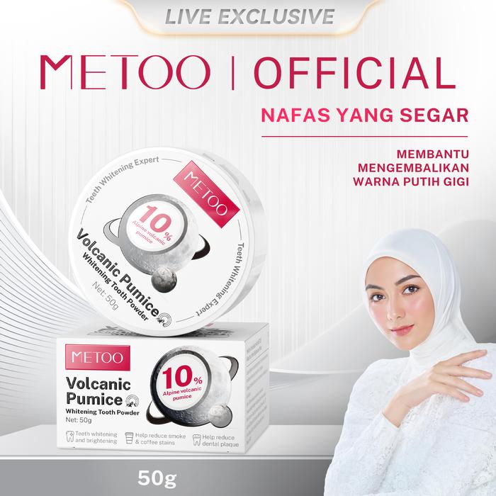 Gambar [Riccie Nick Exclusive] MeToo Teeth Whitening Powder / Volcanic Pumice Whitening Tooth Powder / Probiotik / Pemutih Gigi Mutiara 50g / pembersih karang gigi / memperbaiki gigi kuning / menghilangkan bau mulut - 1 Jar (50g) dari Metoo Beauty Kab. Tangerang Tokopedia
