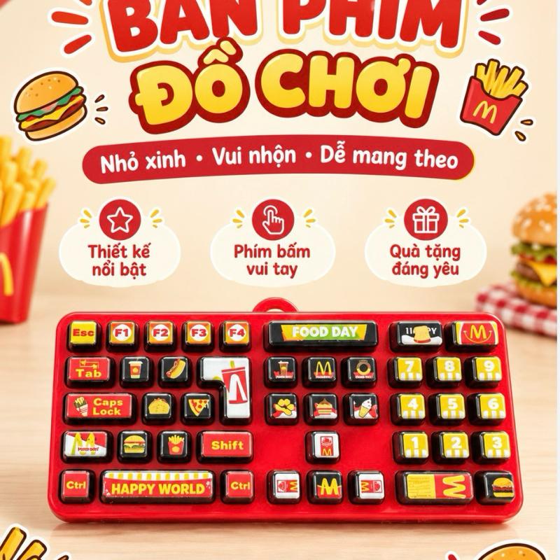 Bàn phím cơ màu đỏ hình đồ ăn