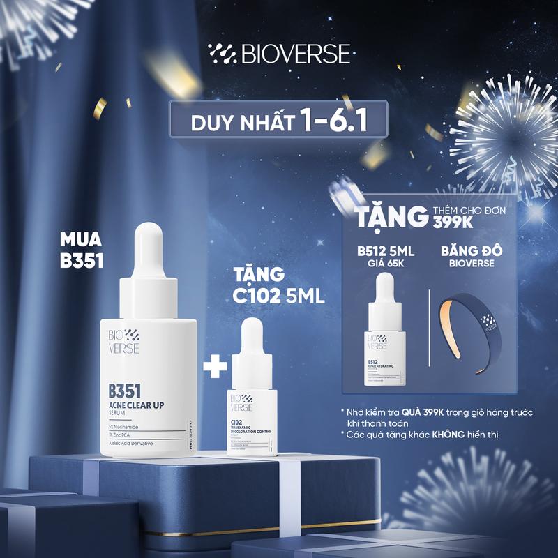 Tinh chất B351 Acne Clear Up Bioverse Hỗ Trợ Giảm Sưng Đỏ Mờ Thâm Và Hỗ Trợ Kiểm Soát Dầu Thừa 30ml 