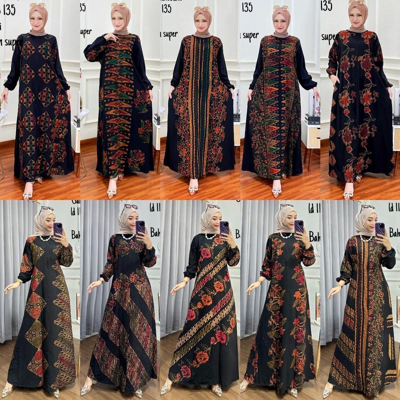 Product Introduction of Gamis Cap - Batik Multi Colour Bahan Rayon Super Jumbo Gamis Kekinian By Batik Cincaro muslim Wanita gaun lebaran kaftan crinkle maxi satin twill vanya hitam 《m》 • black baju brokat kondangan 2024 exclusive Premium 44