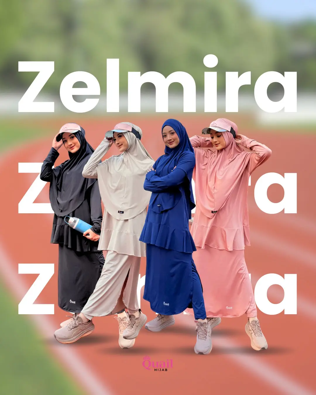 Quail Hijab - Zelmira One Set | Anti UV | Setelan Syar'i Jumbo Celana Kaos Muslim Panjang Baju Olahraga | Baju One Set Kulot Sporty | ALL size | Jersey Premium Nyaman | EveryWear Sporty Syar'i