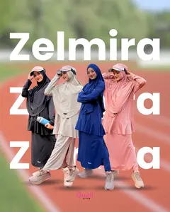 Quail Hijab - Zelmira One Set | Anti UV | Setelan Syar'i Jumbo Celana Kaos Muslim Panjang Baju Olahraga | Baju One Set Kulot Sporty | ALL size | Jersey Premium Nyaman | EveryWear Sporty Syar'i