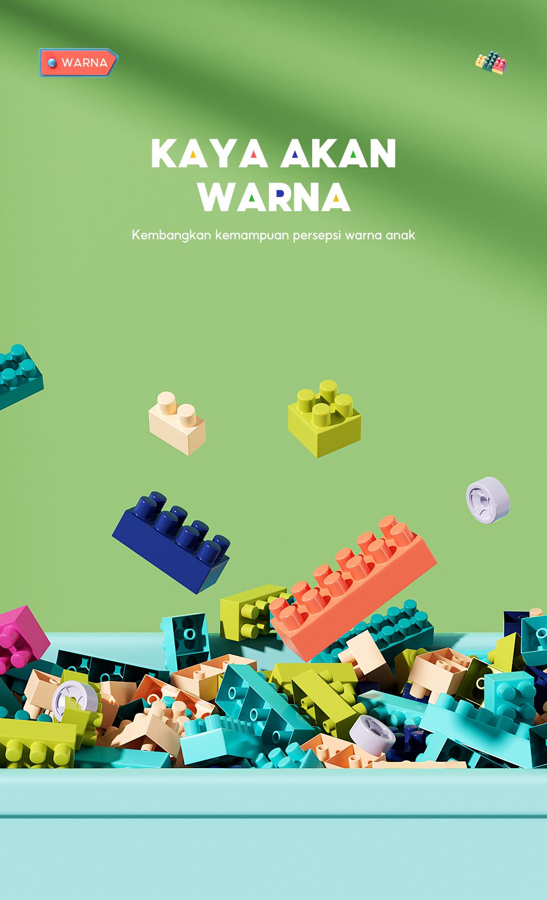 Oh!Some [COD] Mainan Brick Balok Susun Anak DIY 560 pcs Bahan ABS Kuat Tahan Lama Kotak Toys square  building