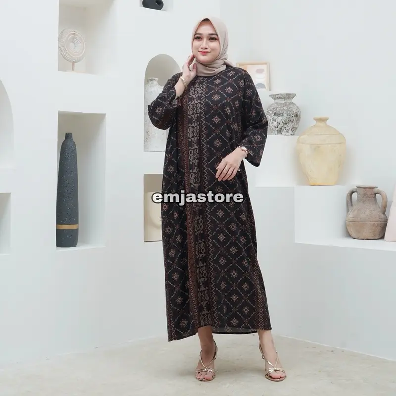 DASTER/GAMIS RAYON MOTIF KEKINIAN/BUSUI FRIENDLY/LD 120 LENGAN 3/4 1