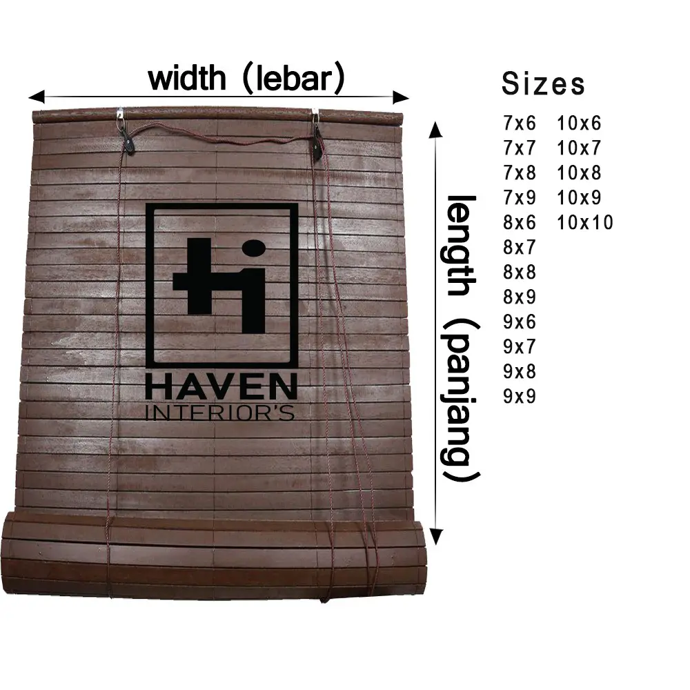 KAYU (WOODEN BLIND) 7x6 to 10x10 Sizes Available High Quality Natural Wood| For outdoor Window Soft Custom langsir tarik
