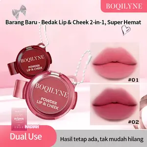 BOQILYNE Lip Mud & Blush 2-in-1 Viral! Tekstur Lembut Tahan Lama, Warna Ceria Cocok Sehari-hari Gloss Lipstick Lipstik Bibir