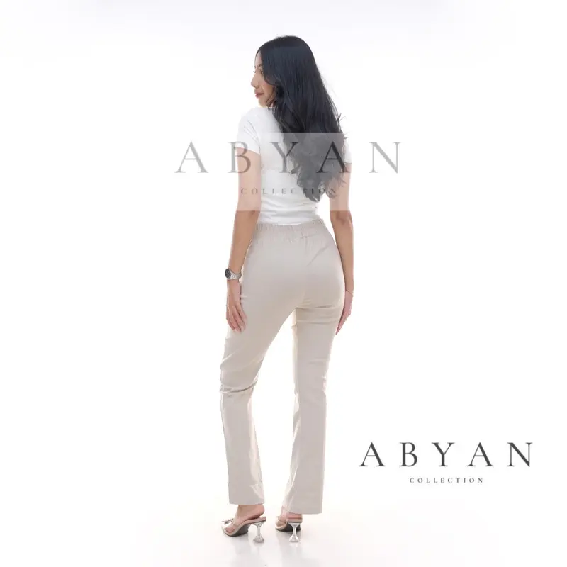 ABYAN - Cutbray Bahan Soft Jeans Strecht Melar Premium Celana Cutbray Wanita Nyaman Panjang Karet Nyaman Panjang Basic Karet Bawahan Cewek 1