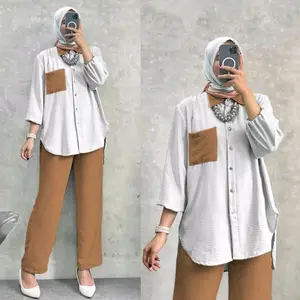 SETELAN KEMEJA KANTONG CRINKLE WANITA