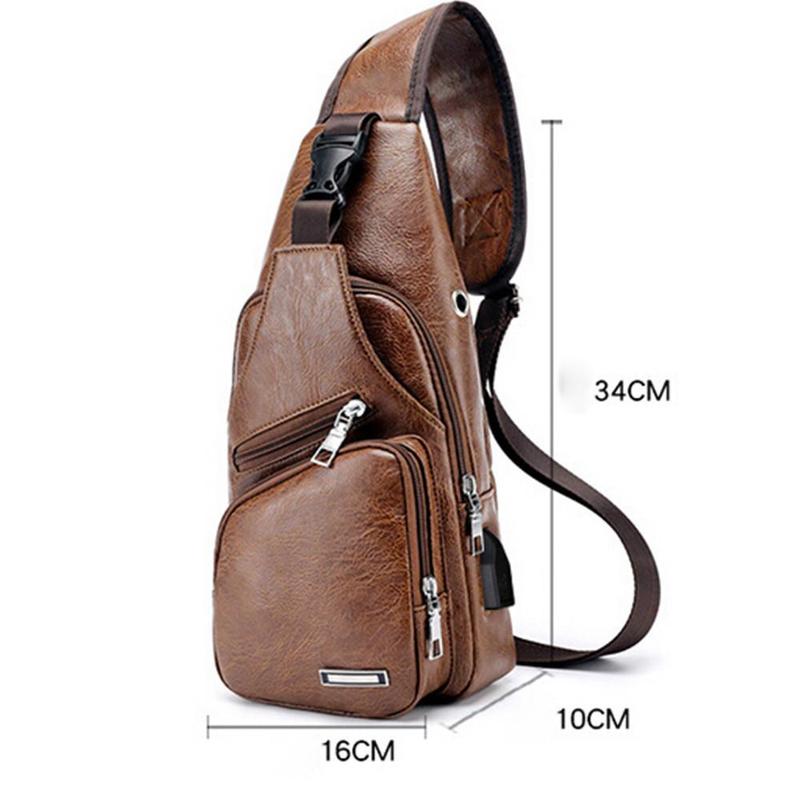 Product Introduction of Men's USB Charging Bag Men's Chest Bag for Custom PU PVC Shoulder Bag Diagonal Package Messenger Travel Bag Cross Body Bags 24