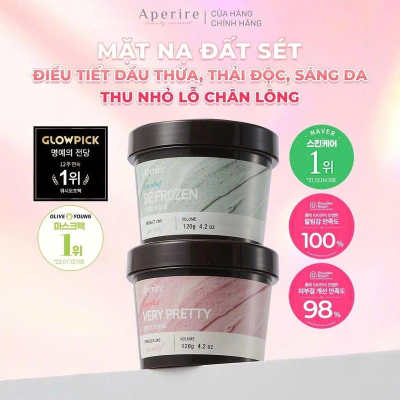   KOC Trang tran x minie  Mặt Nạ Đất Sét Kiềm Dầu Cải Thiện Lỗ Chân Lông Aperire Spa Relief Pore Mask 120g 