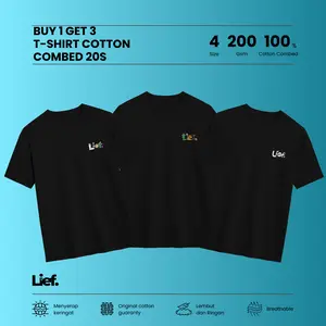 [ BUNDLING BUY 1 GET 3 ] Lief - Monster Hitam I Zombie Hitam I Sketch Hitam Kaos Unisex Cotton Combed 20s