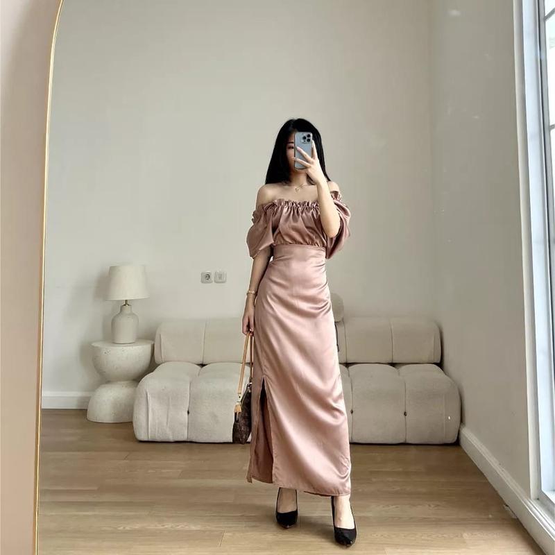 LONG DRESS SHEYLA SATIN VELVET GAUN PESTA KONDANGAN NATAL CASUAL FORMAL MAXI DRESS WANITA 7