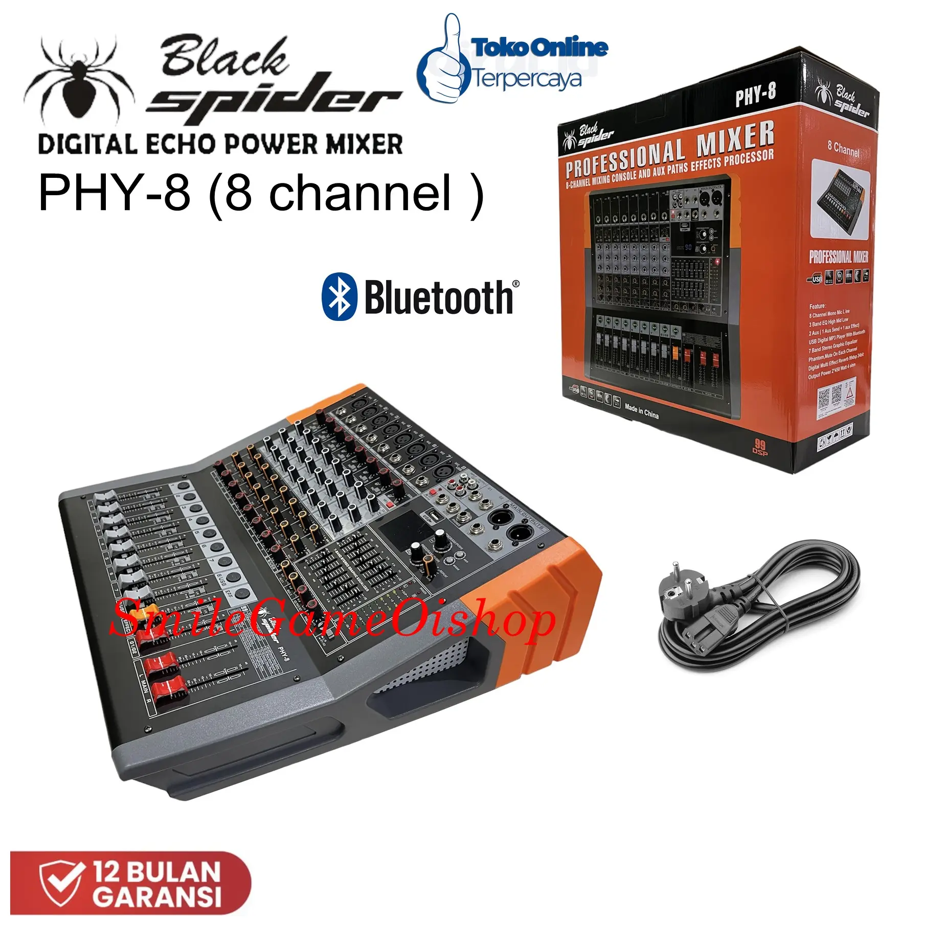 Power Mixer Black Spider PHY-8 New Bluetooth