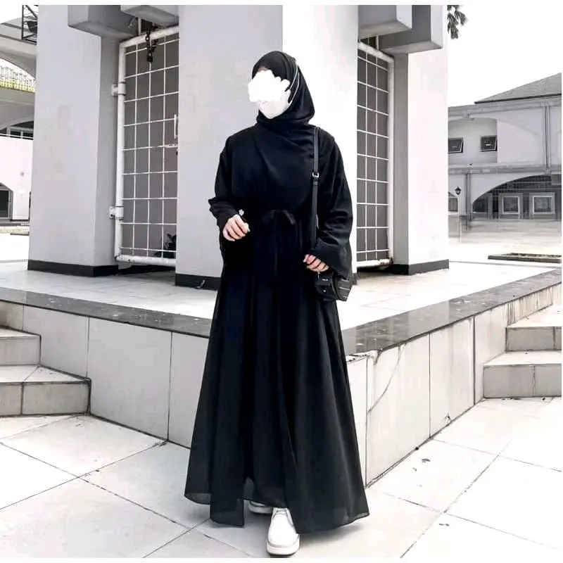 Set Gamis Salwa Abaya 2in1 Gamis Dan Outer Bahan Ceruty Babydoll Gamis Muslimah Terbaru Kekinian By You Glow Fashion 7