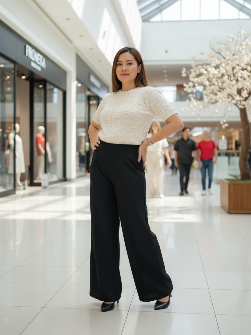 Celana Kulot Wanita Knit Rib Japan Model List HW Ukuran Jumbo Pinggang Full Karet Muat BB 90kg