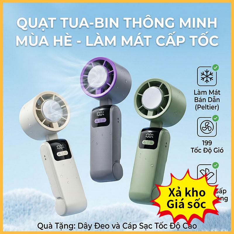 Quạt sò lạnh cầm tay ,mức độ gió cao lên đến 199, 3 chức năng: gập – đeo cổ – để bàn, thời lượng pin lâu, tích hợp hiển thị số,tặng kèm dây đeo cổ + cáp sạc USB, phù hợp quà tặng cho người yêu và gia đình.