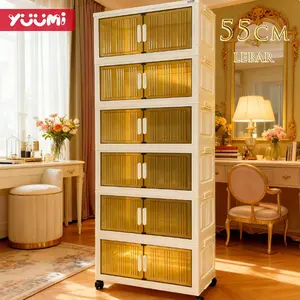 YUUMI Lemari Susun L55cm 3-5 Lapis Plastik Kapasitas Besar Desain Transparan Dengan Katrol Senyap Hemat Ruang Untuk Pakaian Anak & Bayi Furniture Panel Lipat Nyaman